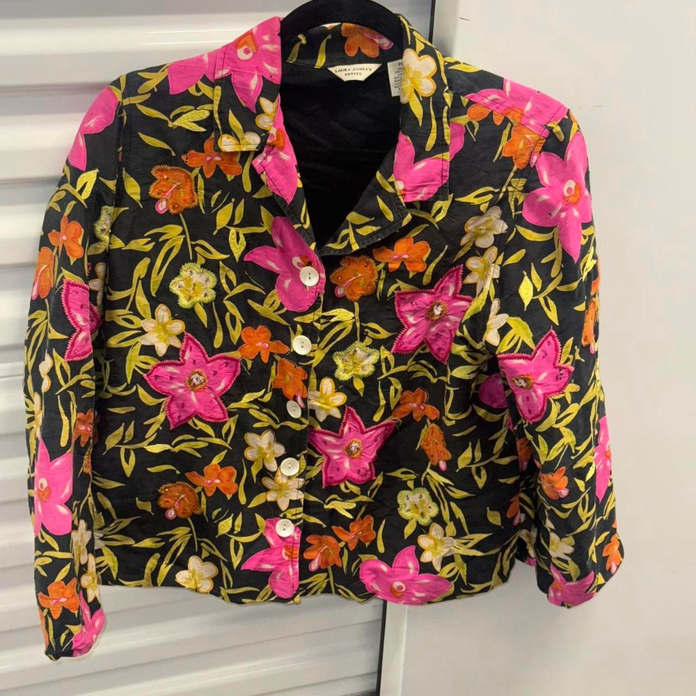 Laura Ashley Floral Jacket With Embroidered Flower Details Jacket